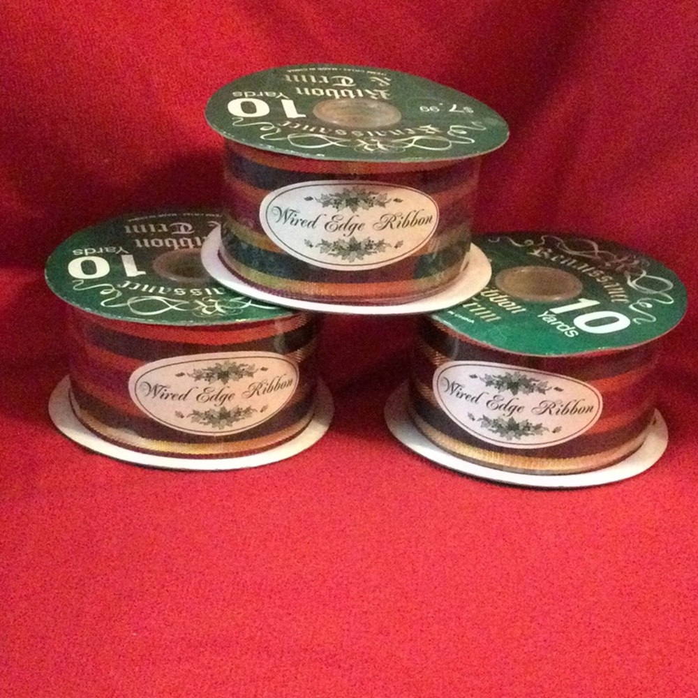 3 Rolls of Christmas Ribbon NWOT